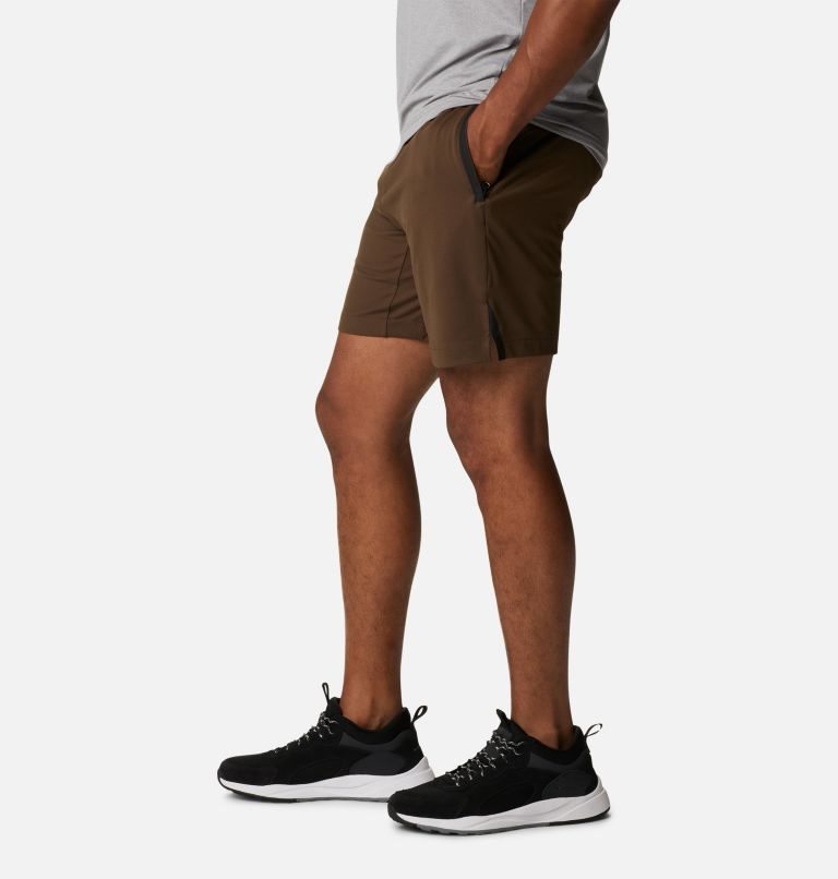 Men's Columbia Tech Trail Knit Shorts Dark Brown | CA-X8A4L