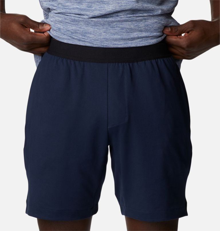 Men's Columbia Tech Trail Knit Shorts Navy | CA-M4ALC