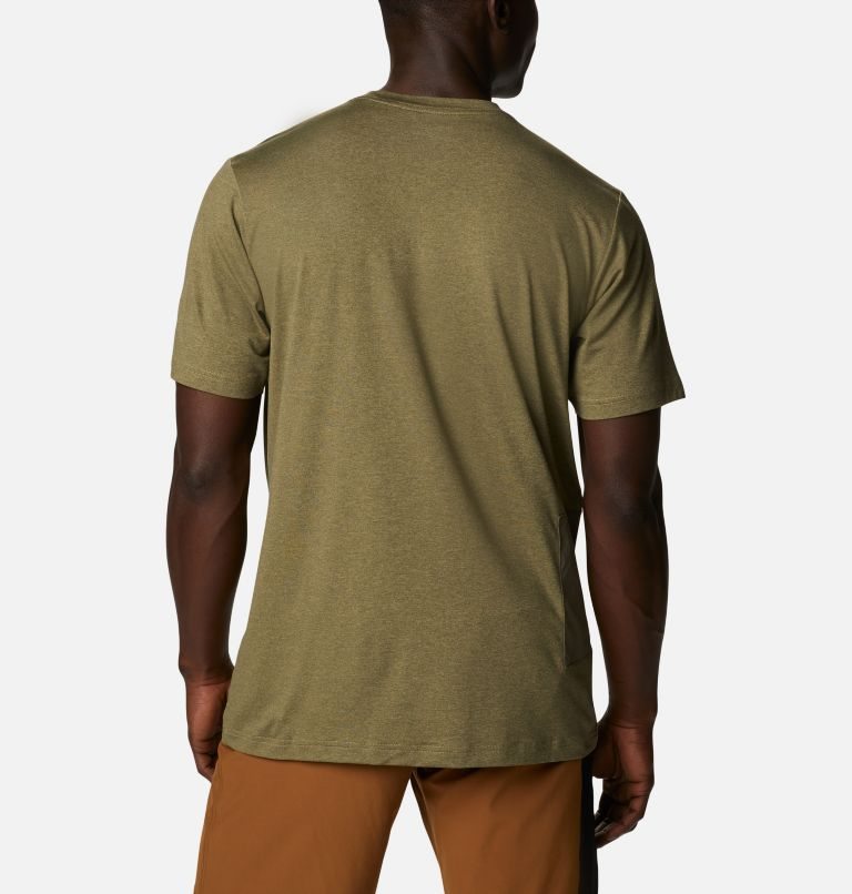 Men's Columbia Tech Trail Novelty Pocket T Shirts Olive | CA-J105C