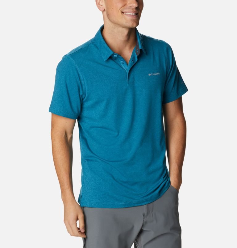 Men's Columbia Tech Trail Polo Shirts Blue | CA-JL405