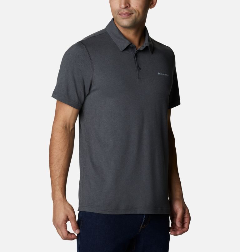 Men's Columbia Tech Trail Polo Shirts Black | CA-K3C6L