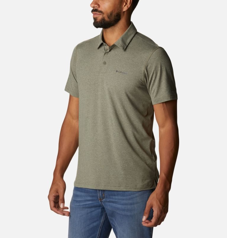 Men's Columbia Tech Trail Polo Shirts Olive | CA-F50C1