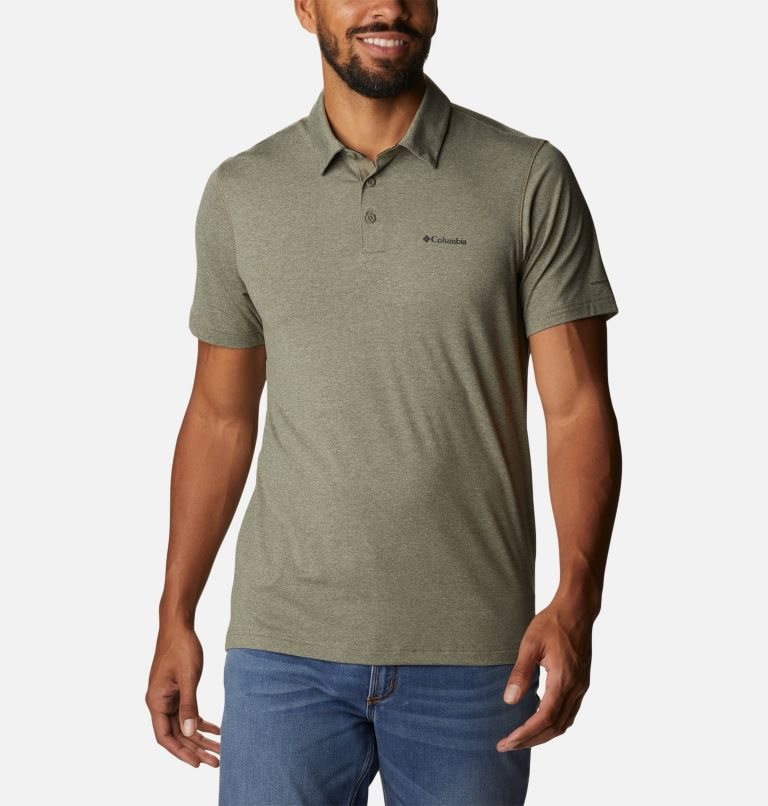 Men\'s Columbia Tech Trail Polo Shirts Olive | CA-F50C1