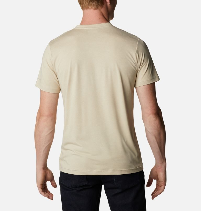 Men's Columbia Tech Trail Short Sleeve Henley T Shirts Beige | CA-EA64C