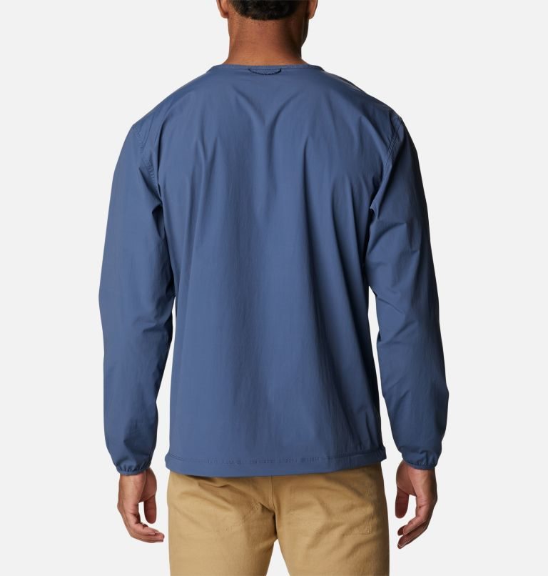 Men's Columbia Tech Trail Woven Pullover Sweatshirts Navy | CA-E1L8A