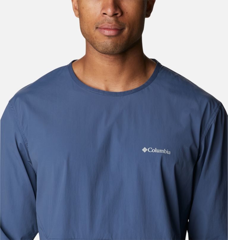 Men's Columbia Tech Trail Woven Pullover Sweatshirts Navy | CA-E1L8A