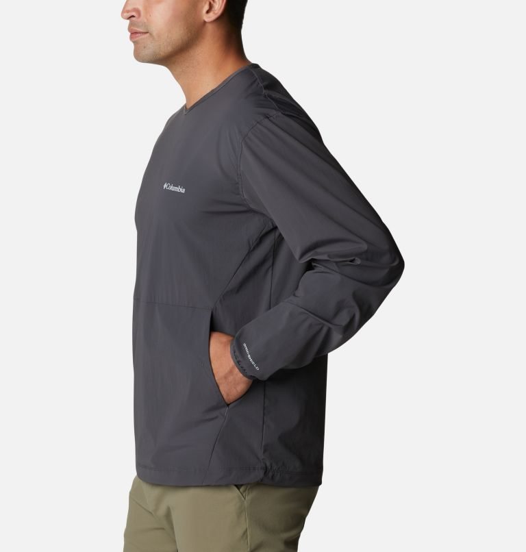 Men's Columbia Tech Trail Woven Pullover Sweatshirts Black | CA-H5840