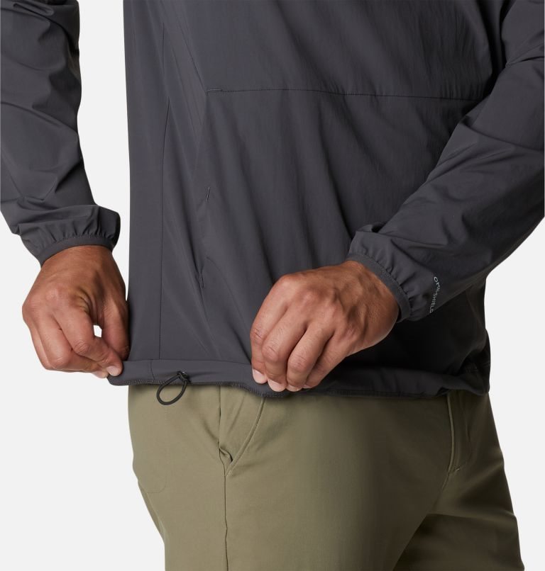 Men's Columbia Tech Trail Woven Pullover Sweatshirts Black | CA-H5840