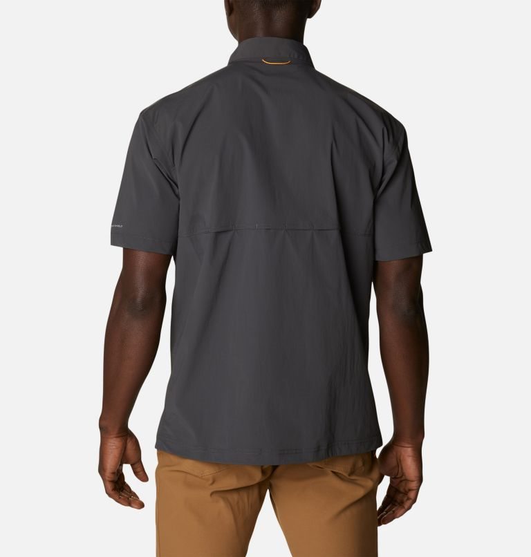 Men's Columbia Tech Trail Woven Short Sleeve Shirts Black | CA-R86AL