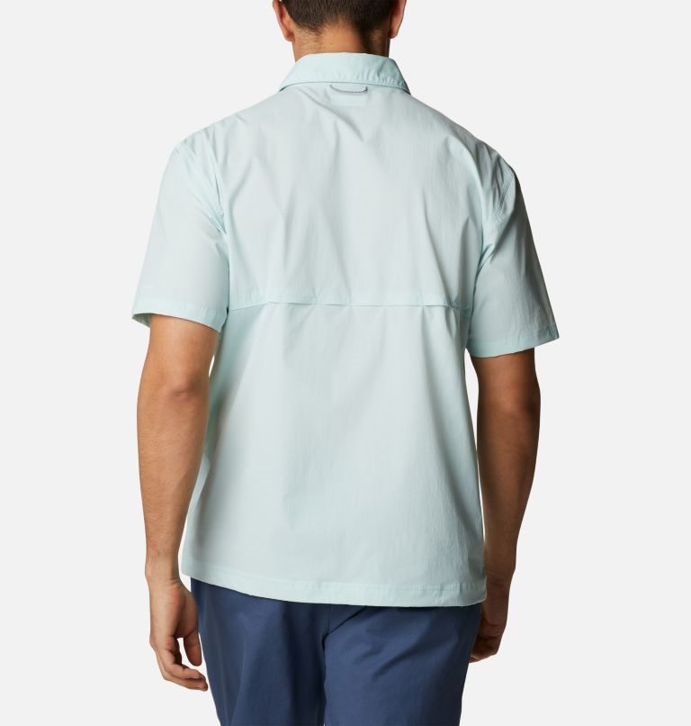 Men's Columbia Tech Trail Woven Short Sleeve Shirts Mint | CA-Y305L