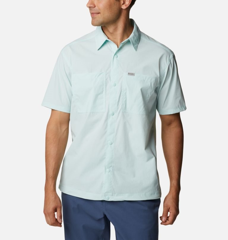 Men\'s Columbia Tech Trail Woven Short Sleeve Shirts Mint | CA-Y305L