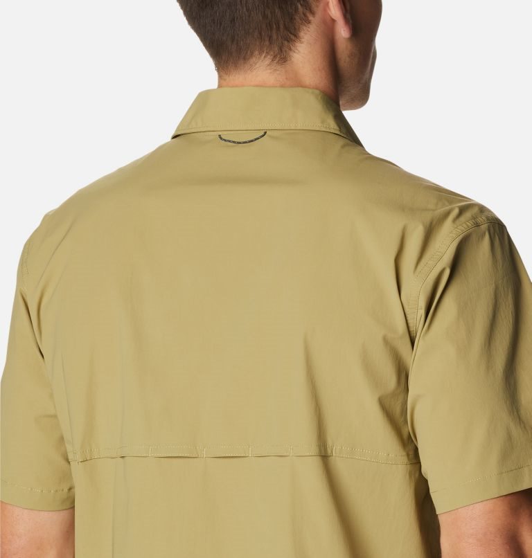 Men's Columbia Tech Trail Woven Short Sleeve Shirts Olive | CA-YA405