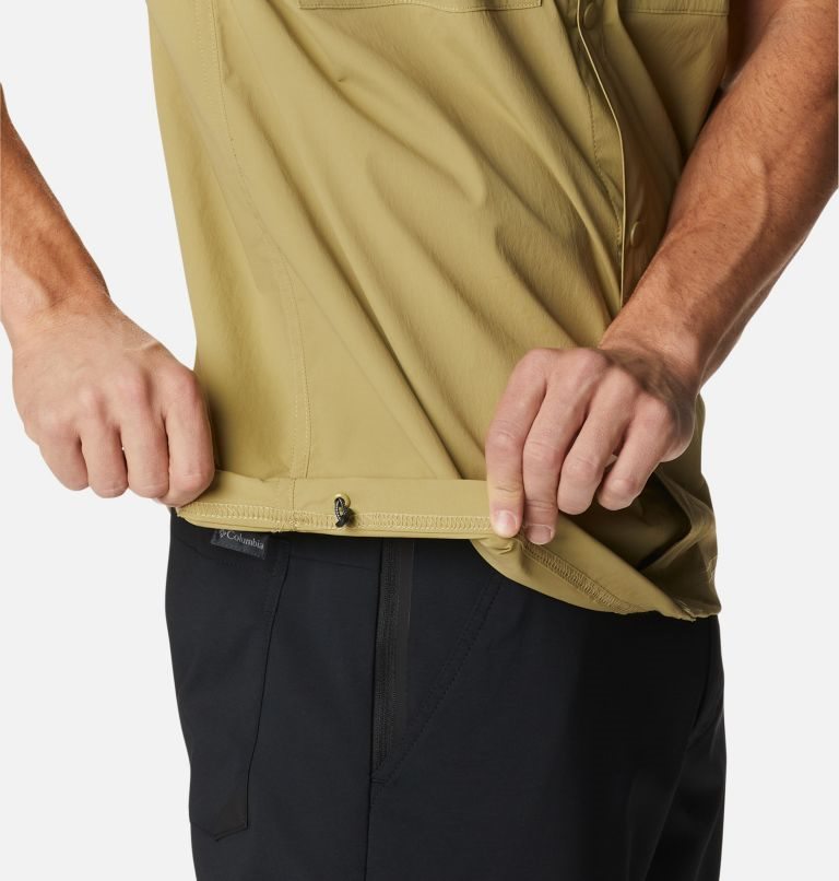 Men's Columbia Tech Trail Woven Short Sleeve Shirts Olive | CA-YA405