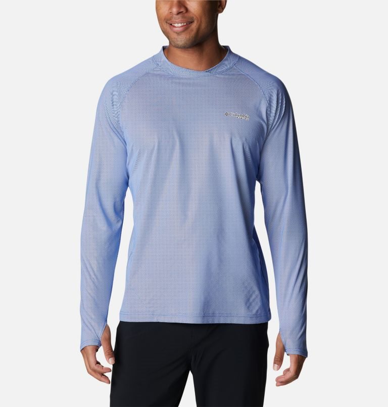 Men\'s Columbia Terminal Deflector Ice Long Sleeve Sweatshirts Light Blue | CA-K5310