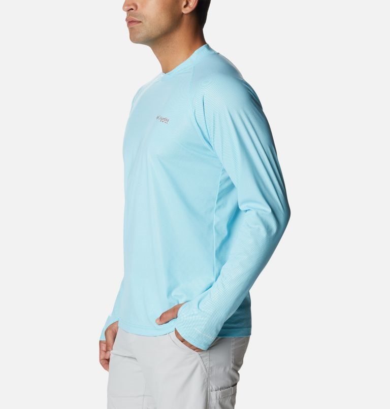 Men's Columbia Terminal Deflector Ice Long Sleeve Sweatshirts Light Blue | CA-U058L