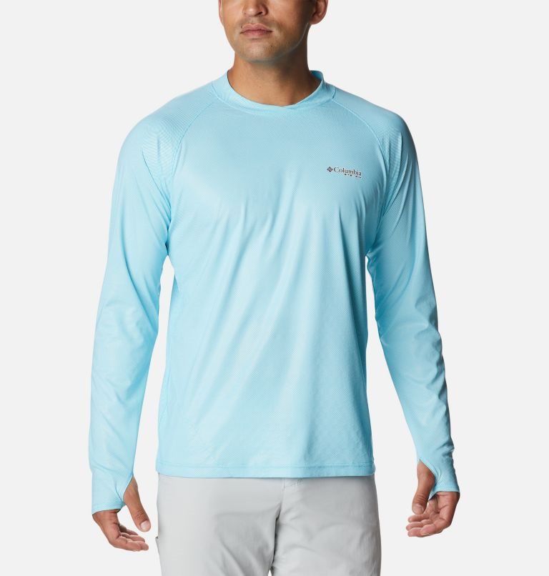 Men\'s Columbia Terminal Deflector Ice Long Sleeve Sweatshirts Light Blue | CA-U058L