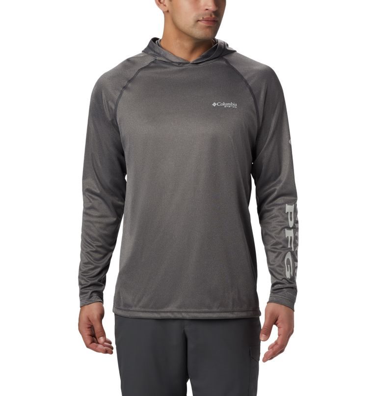 Men's Columbia Terminal Tackle Heather Hoodie Dark Grey | CA-E8A54