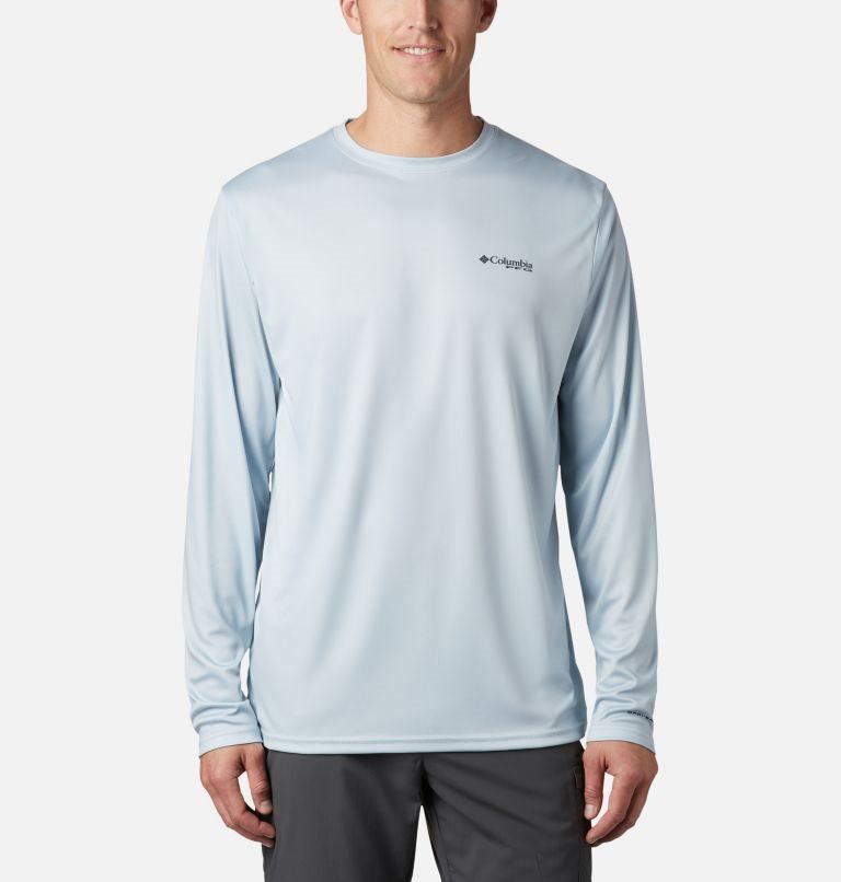 Men's Columbia Terminal Tackle PFG Fish Flag Long Sleeve Sweatshirts Light Grey | CA-B01C5