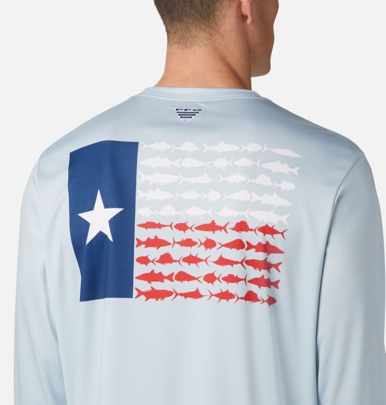 Men's Columbia Terminal Tackle PFG Fish Flag Long Sleeve Sweatshirts Light Grey | CA-B01C5