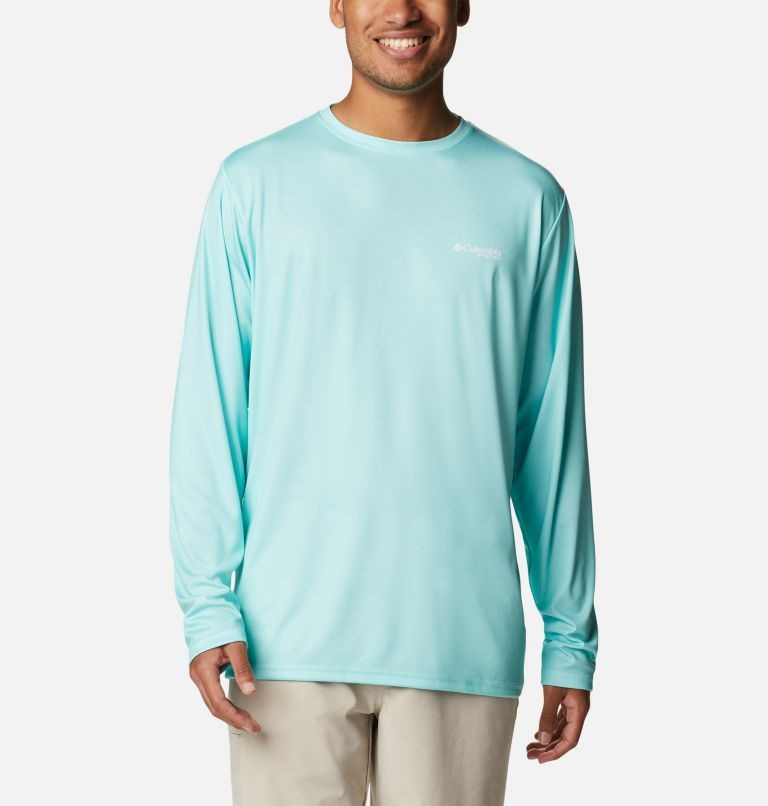 Men's Columbia Terminal Tackle PFG Fish Flag Long Sleeve Sweatshirts Turquoise | CA-P50L1