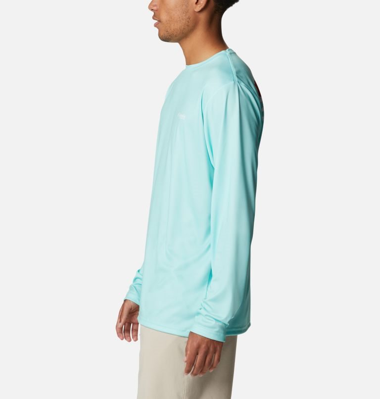 Men's Columbia Terminal Tackle PFG Fish Flag Long Sleeve Sweatshirts Turquoise | CA-P50L1