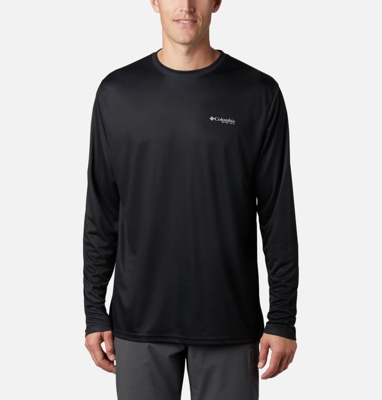 Men's Columbia Terminal Tackle PFG Fish Flag Long Sleeve Sweatshirts Black | CA-PALC6