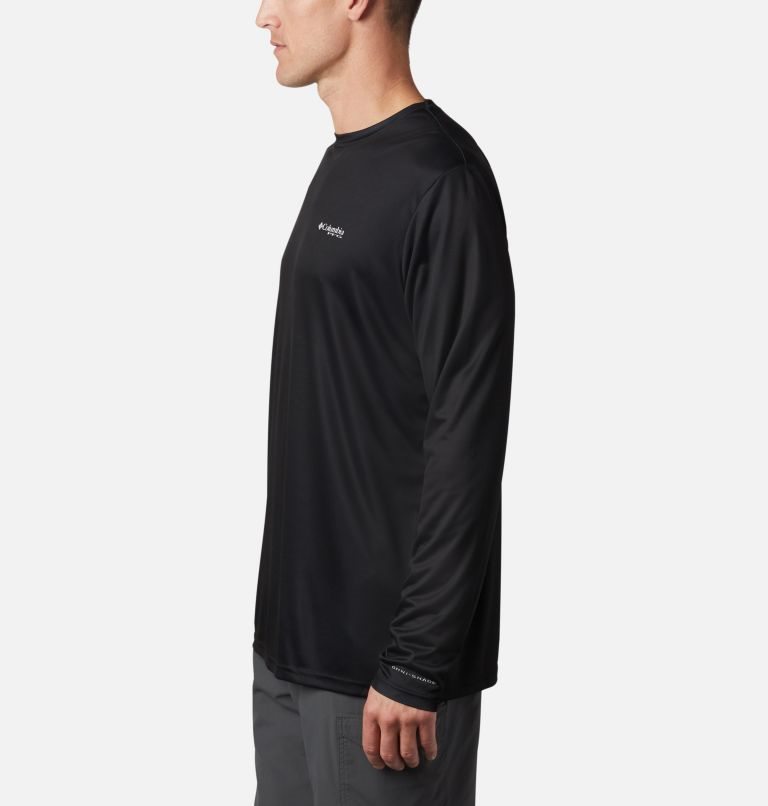 Men's Columbia Terminal Tackle PFG Fish Flag Long Sleeve Sweatshirts Black | CA-PALC6