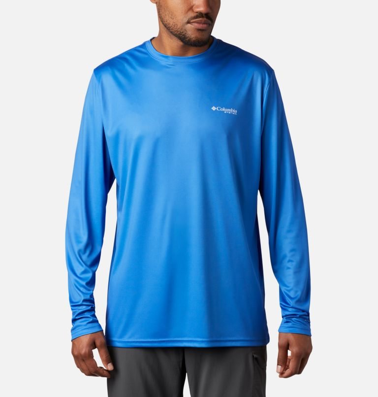 Men's Columbia Terminal Tackle PFG Fish Flag Long Sleeve Sweatshirts Blue | CA-V43L1