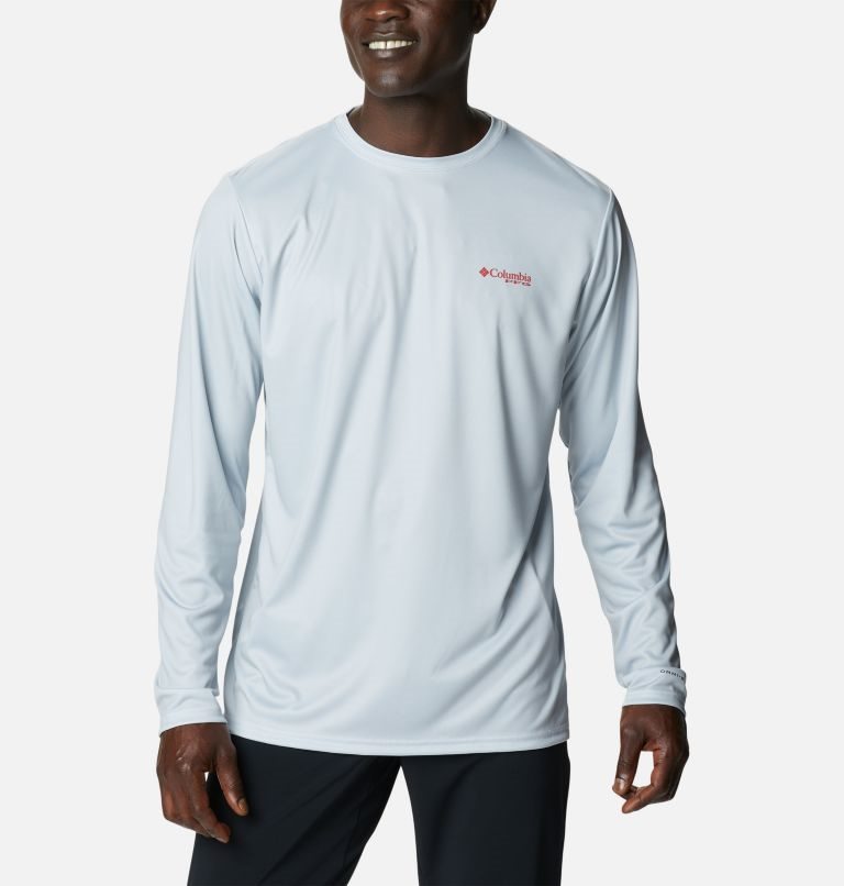 Men's Columbia Terminal Tackle PFG Fish Flag Long Sleeve Sweatshirts Light Grey | CA-W156C