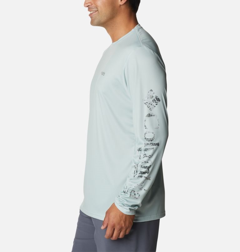 Men's Columbia Terminal Tackle PFG Logo Print Long Sleeve Sweatshirts Mint | CA-T3560