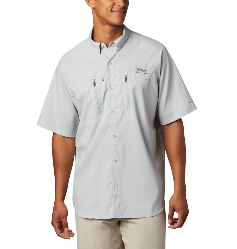 Men\'s Columbia Terminal Tackle Woven Short Sleeve Shirts Light Grey | CA-J4L16