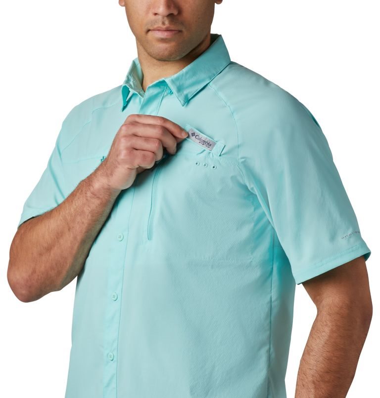 Men's Columbia Terminal Tackle Woven Short Sleeve Shirts Turquoise | CA-N8416