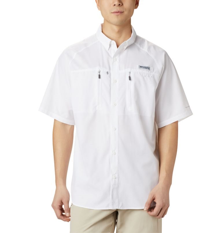 Men\'s Columbia Terminal Tackle Woven Short Sleeve Shirts White | CA-O8536