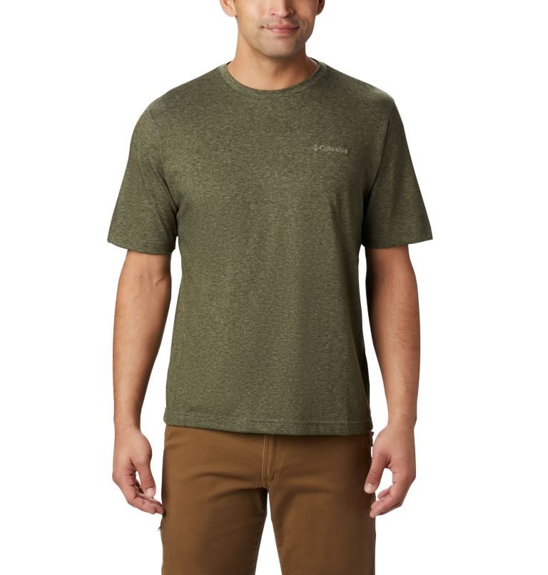 Men\'s Columbia Thistletown Park Crew T Shirts Olive | CA-A8CL4