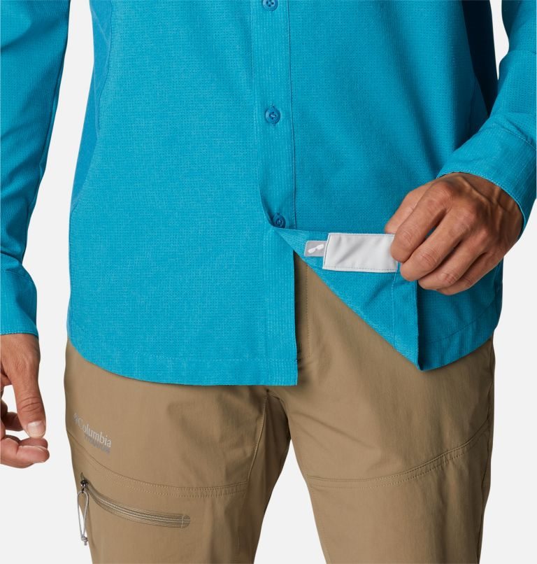 Men's Columbia Titan Pass Irico Long Sleeve Shirts Blue | CA-G3LA1