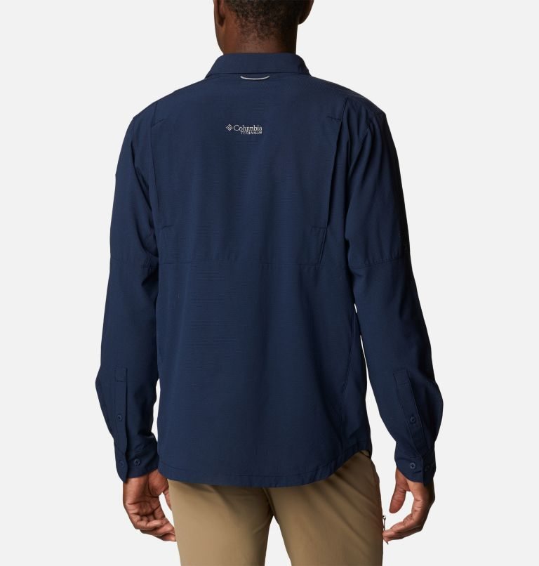 Men's Columbia Titan Pass Irico Long Sleeve Shirts Navy | CA-U65C3