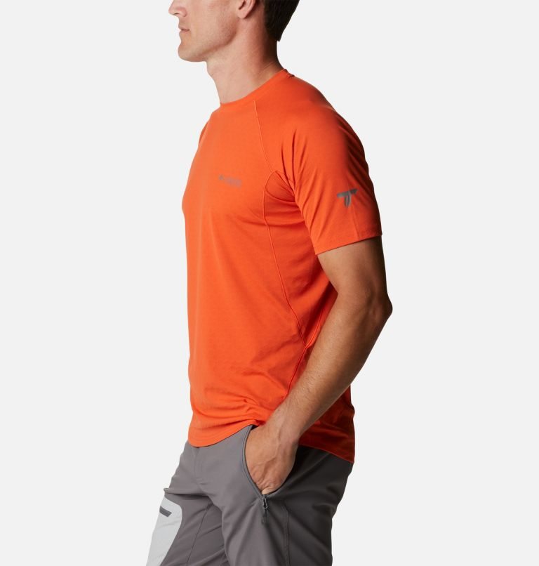 Men's Columbia Titan Pass Short Sleeve T Shirts Orange | CA-Q4C83