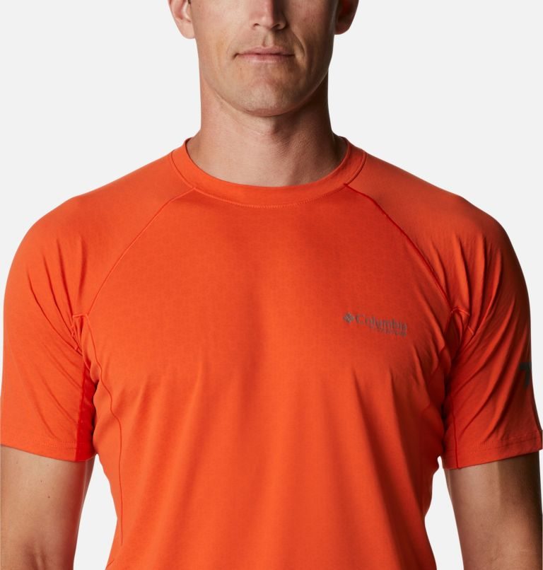 Men's Columbia Titan Pass Short Sleeve T Shirts Orange | CA-Q4C83