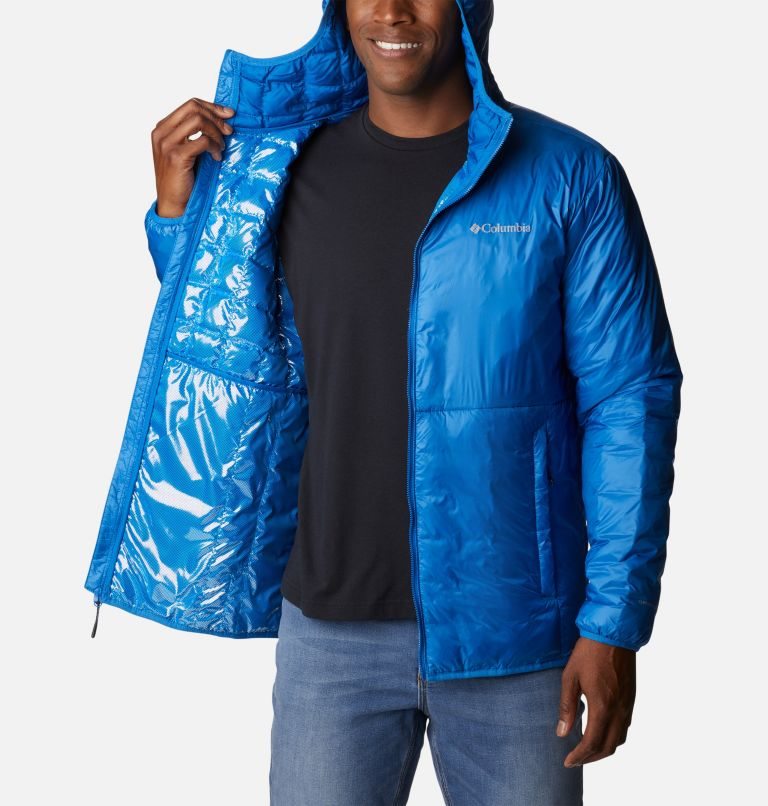 Men's Columbia Trail Shaker Double Wall Hooded Jackets Blue | CA-C15C6