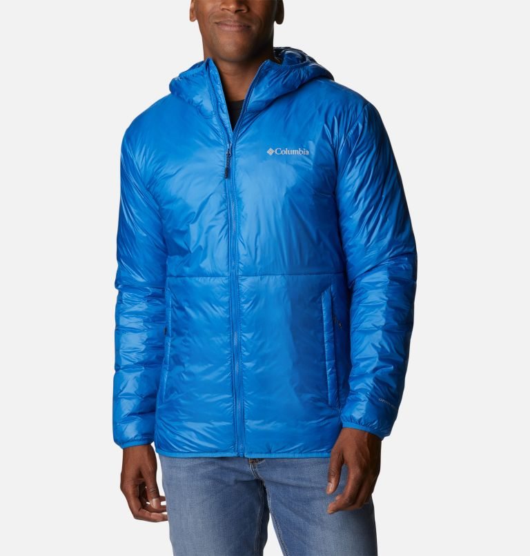 Men\'s Columbia Trail Shaker Double Wall Hooded Jackets Blue | CA-C15C6