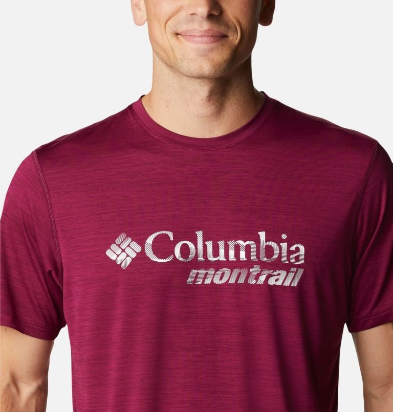 Men's Columbia Trinity Trail Montrail Graphic T Shirts Fuchsia | CA-X6C83