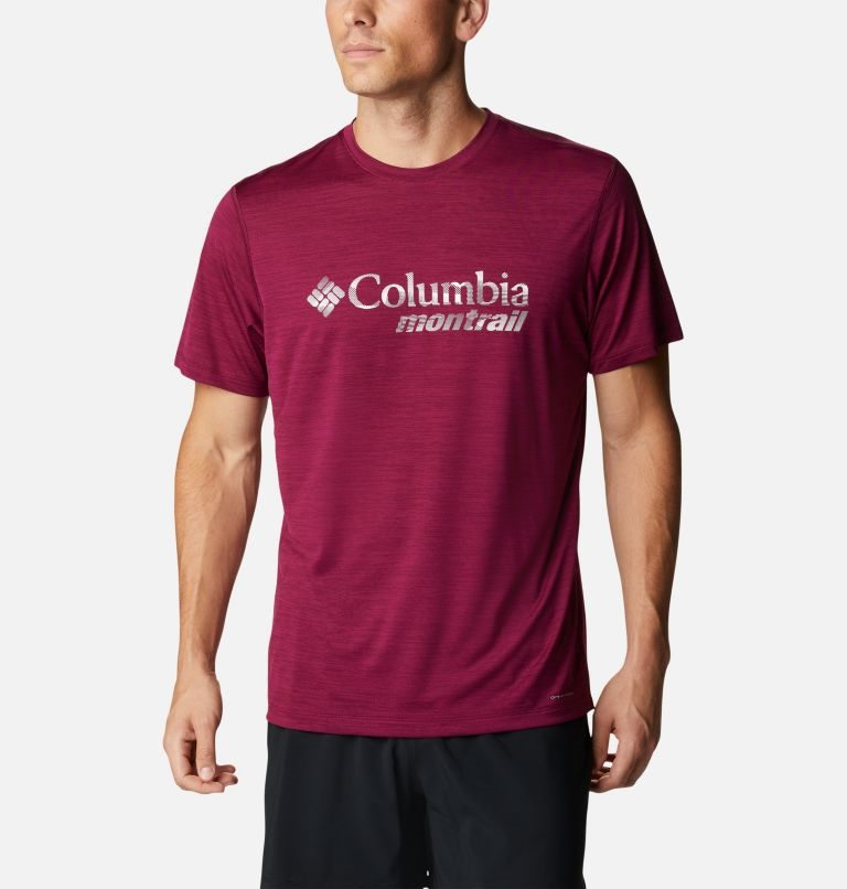 Men\'s Columbia Trinity Trail Montrail Graphic T Shirts Fuchsia | CA-X6C83