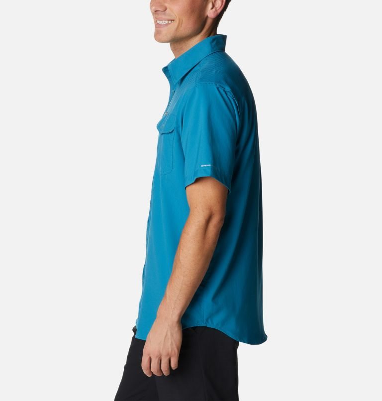 Men's Columbia Utilizer II Solid Short Sleeve Shirts Blue | CA-W5630