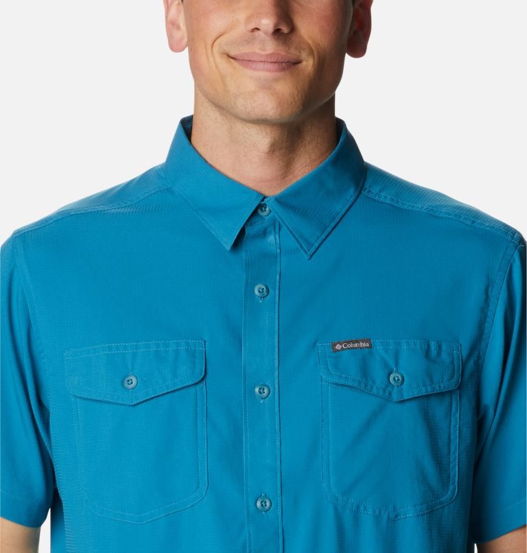 Men's Columbia Utilizer II Solid Short Sleeve Shirts Blue | CA-W5630