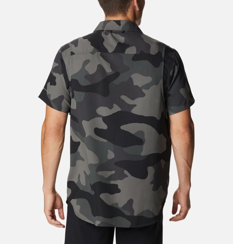 Men's Columbia Utilizer Printed Woven Short Sleeve Shirts Camo | CA-CLC05