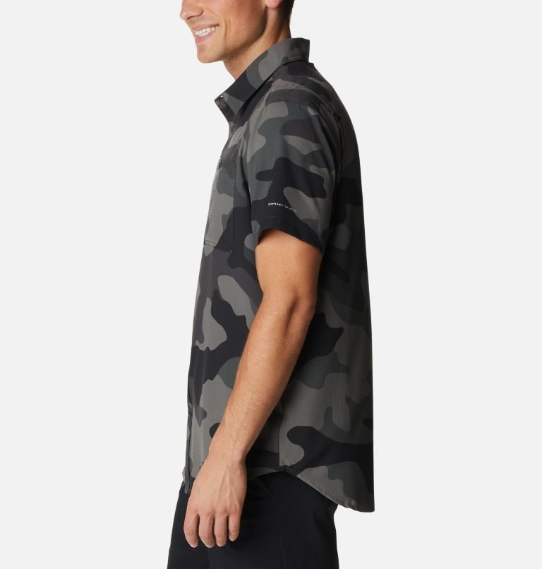 Men's Columbia Utilizer Printed Woven Short Sleeve Shirts Camo | CA-CLC05