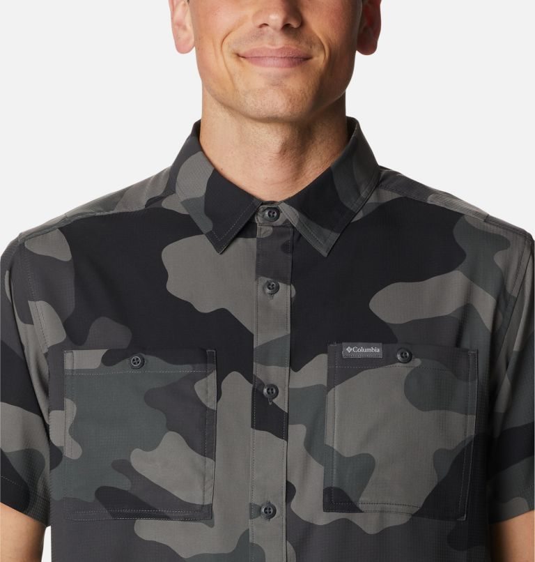 Men's Columbia Utilizer Printed Woven Short Sleeve Shirts Camo | CA-CLC05