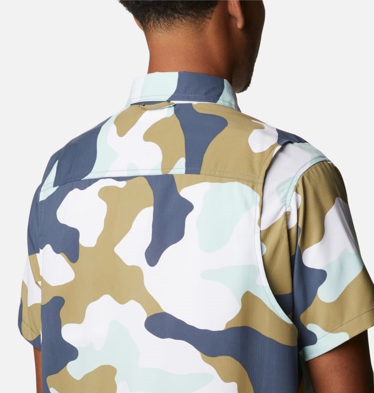 Men's Columbia Utilizer Printed Woven Short Sleeve Shirts Camo | CA-Y4C83