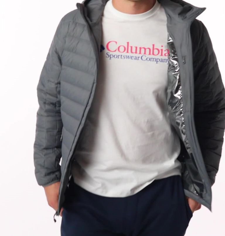 Men's Columbia Voodoo Falls 590 TurboDown Hooded Puffer Jackets Grey | CA-JCL05