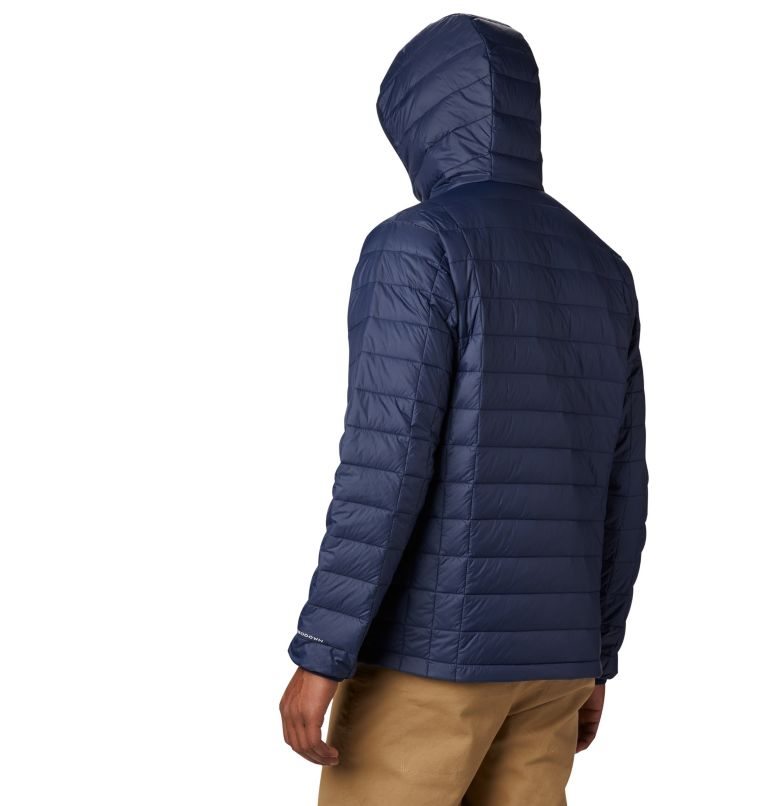 Men's Columbia Voodoo Falls 590 TurboDown Hooded Puffer Jackets Navy | CA-O314L